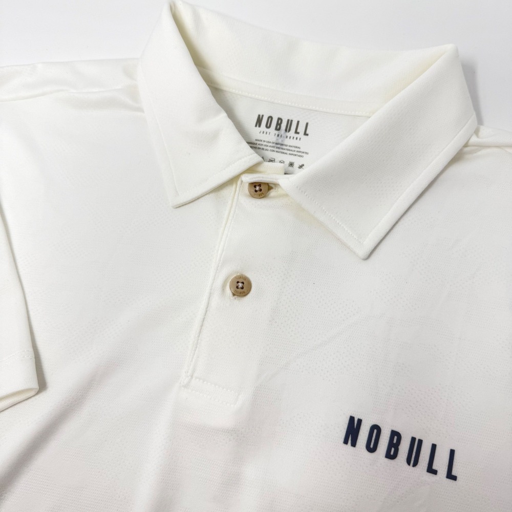 NOBULL Mens White Tonal Camo Performance Polo Shirt XL Short‎ Sleeve Training